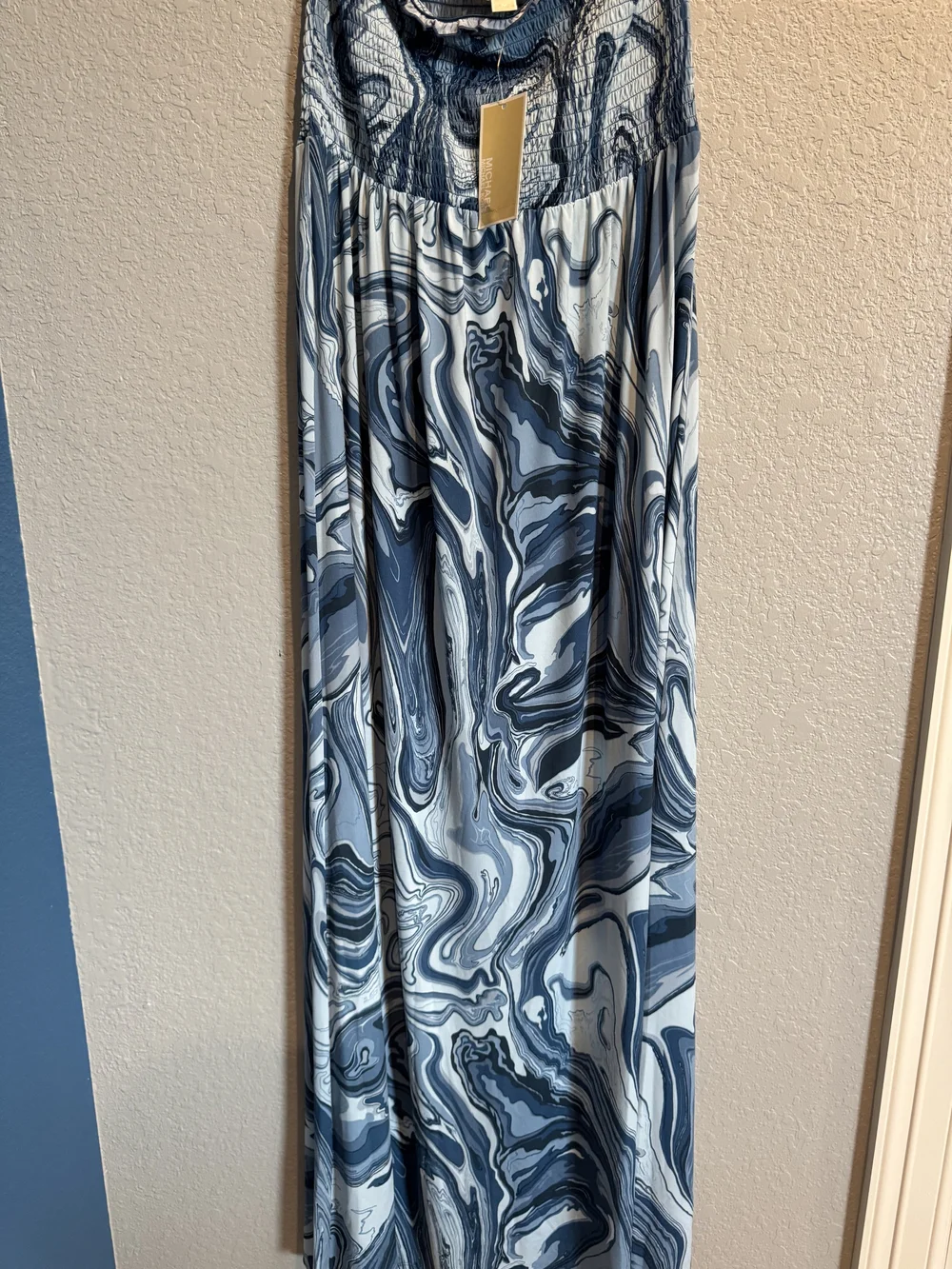 Michael Kors Blue Marble-Print Maxi Dress